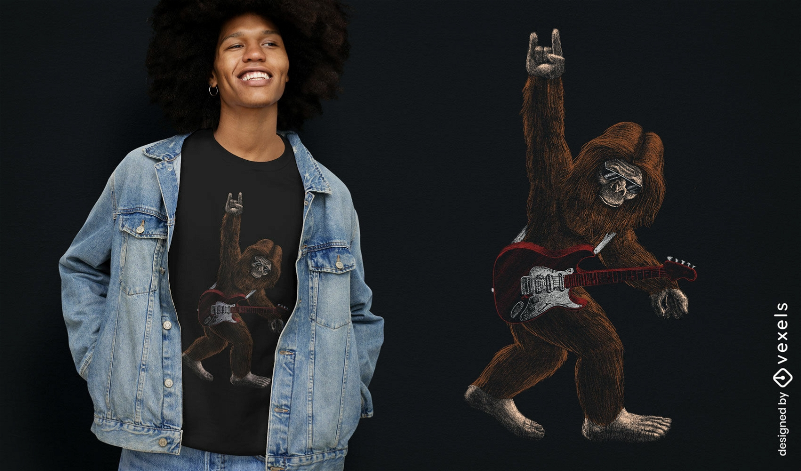 Diseño de camiseta rock and roll Bigfoot.