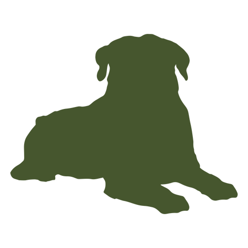 Green silhouette of a dog laying down PNG Design