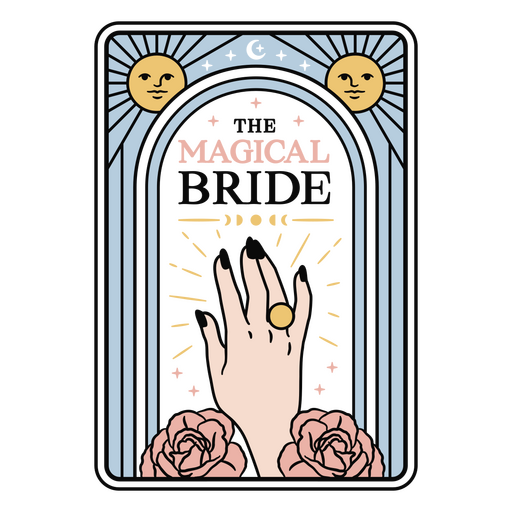 Carta de tarot mágica con una mano sosteniendo una rosa Diseño PNG