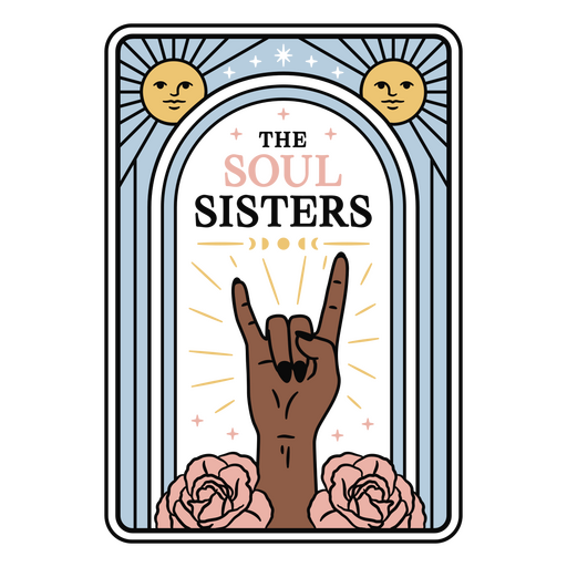 Tarot card with an image of a hand and roses PNG Design