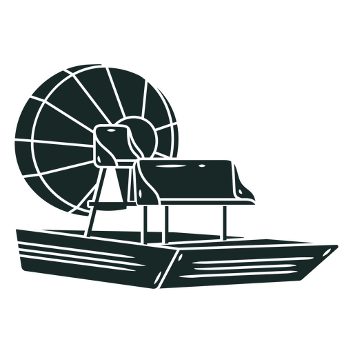 Barco con un molino de viento encima. Diseño PNG
