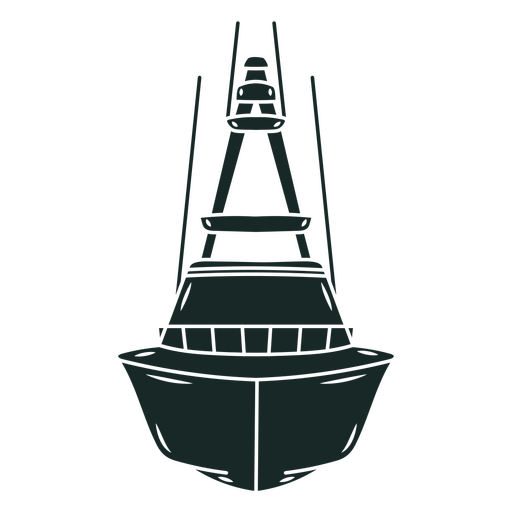 Vista frontal do pequeno barco cortada Desenho PNG