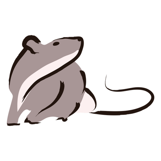 Gray rat sitting PNG Design