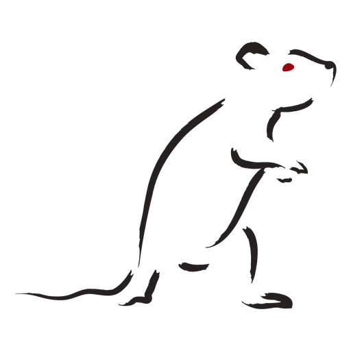 Minimalistische Rattenillustration mit roten Akzenten PNG-Design