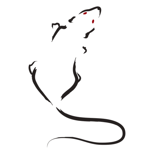 Stilisiertes Rattensilhouette-Design mit roten Augen PNG-Design