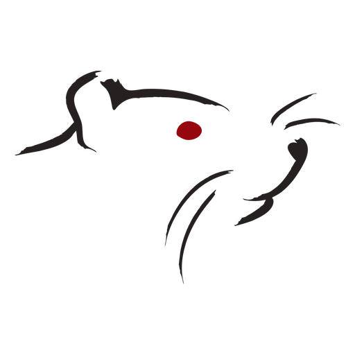 Arte minimalista de silueta de perro con un toque rojo. Diseño PNG