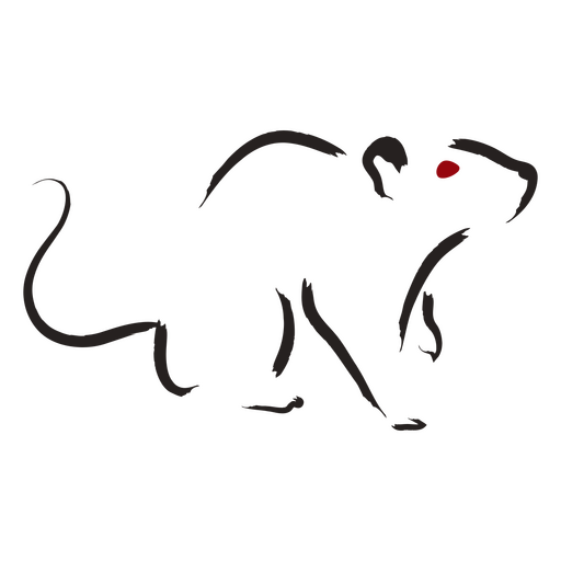 Rata negra con ojos rojos. Diseño PNG