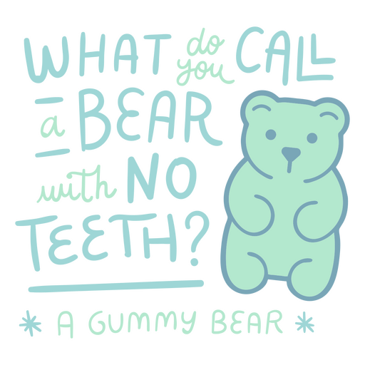 Como você chama seu urso sem dentes de ursinho de goma Desenho PNG
