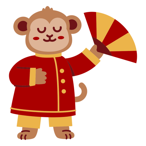 Macaco do ano novo chin?s com ventilador Desenho PNG