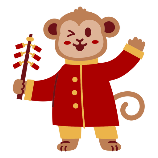Guiño del mono del año nuevo chino Diseño PNG