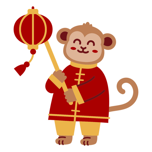 Chinese new year monkey with lantern PNG Design