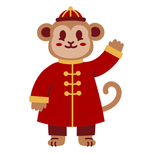 Mono del a?o nuevo chino saludando Diseño PNG