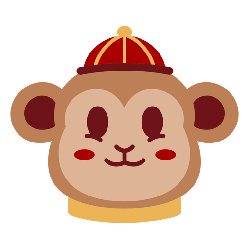 Mono con un sombrero rojo en la cabeza. Diseño PNG
