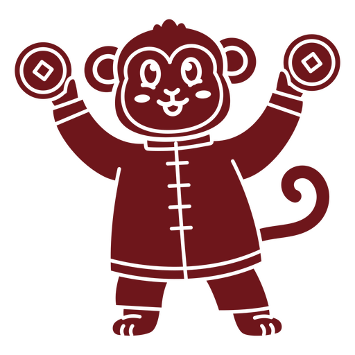 Mono del zodíaco chino con dos mancuernas Diseño PNG