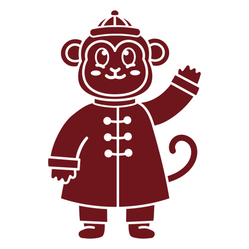 Mono chino con abrigo rojo Diseño PNG