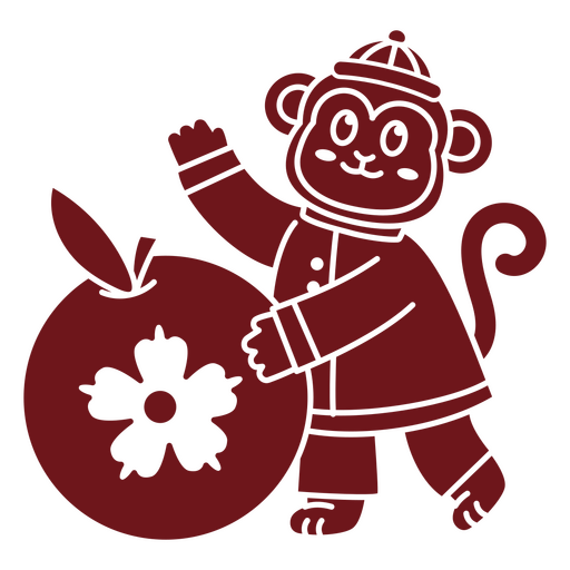 Ano Novo Chinês macaco com maçã Desenho PNG