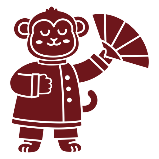 Encantador personaje de mono con atuendo tradicional y diseño de camiseta de abanico. Diseño PNG
