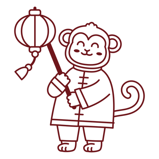 Charming monkey lantern illustration PNG Design