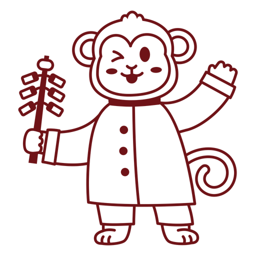 Diseño de personaje de mono juguetón con detalles festivos. Diseño PNG