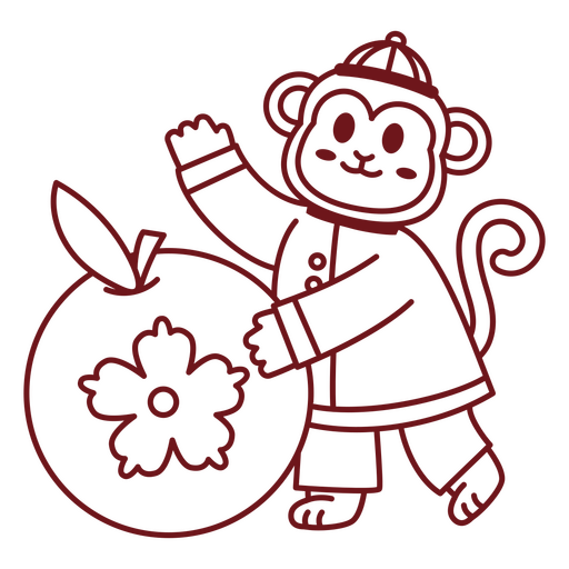 Diseño de personaje de mono de dibujos animados juguetón con naranja Diseño PNG