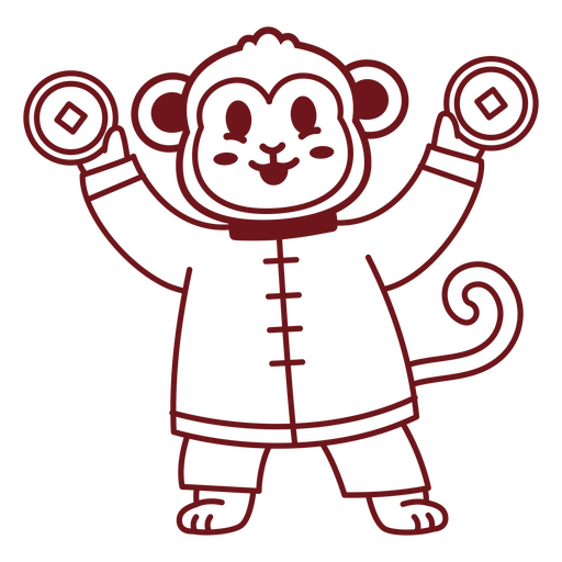 Ilustración de un mono juguetón con formas de disco Diseño PNG