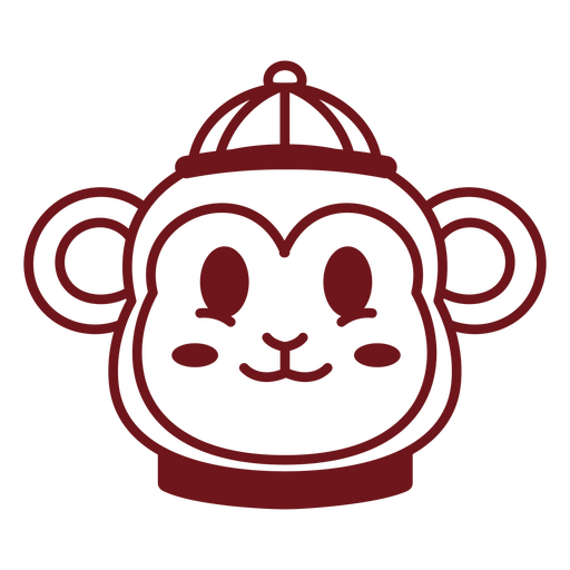 Cute monkey face design with playful cap PNG Design