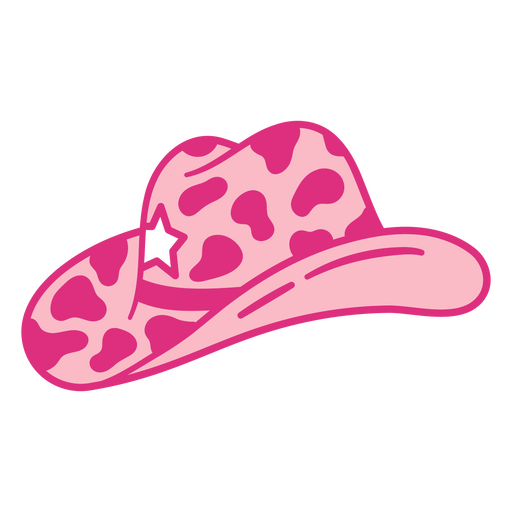 Pink cowboy hat with a star PNG Design