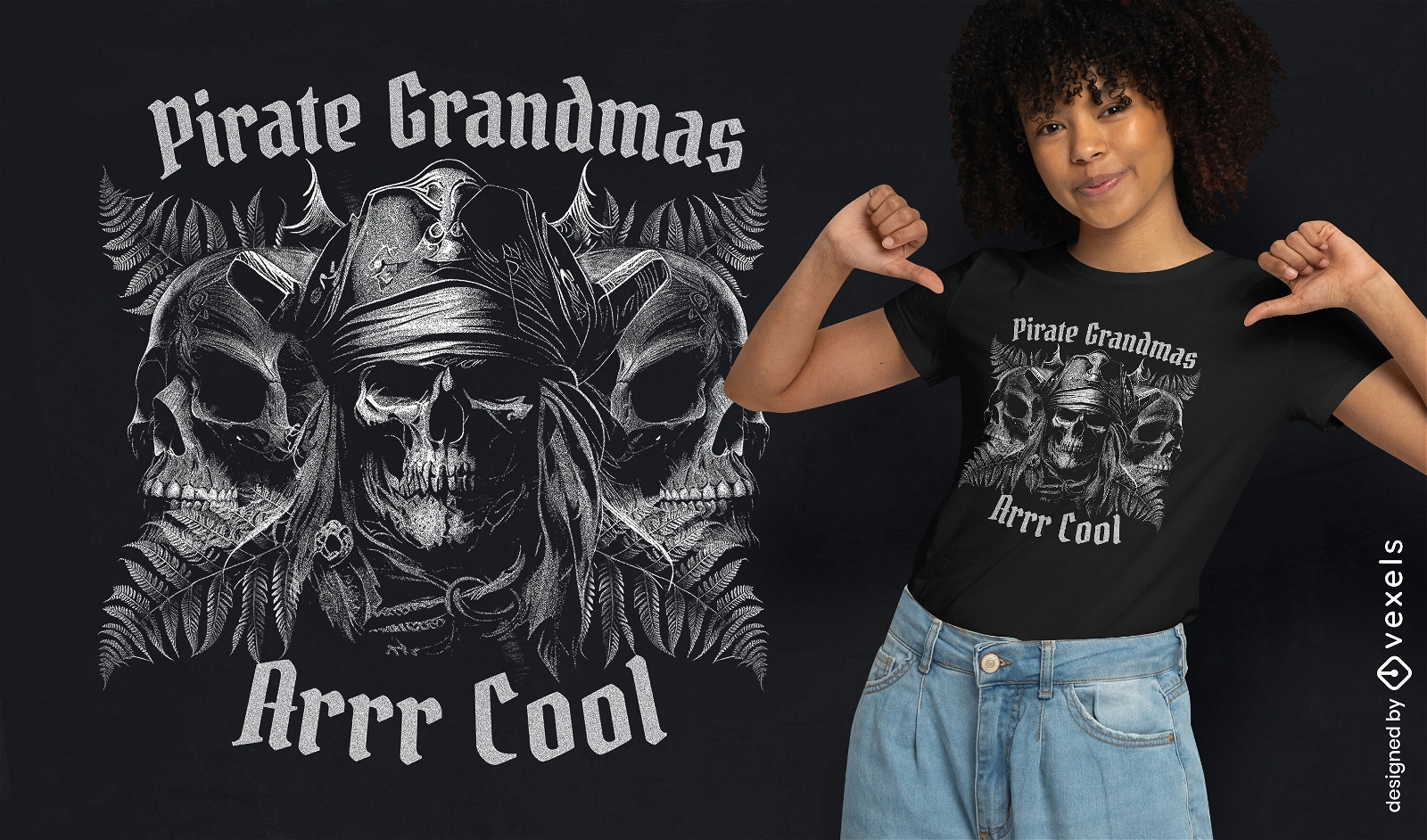Design de camiseta de caveira pirata