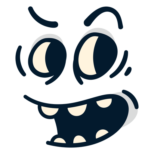 Cartoon face with big eyes and teeth PNG Design