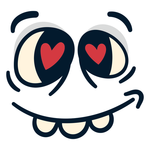 Face with red hearts on it PNG Design