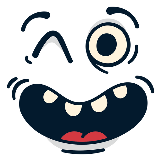 Diseño de cara de dibujos animados divertido con ojo guiñando Diseño PNG