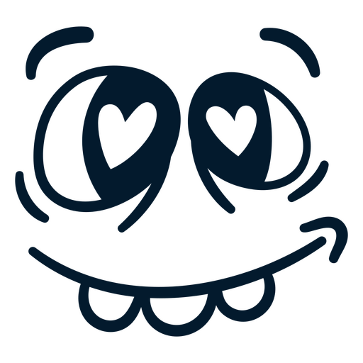 Cartoon face with hearts on it PNG Design