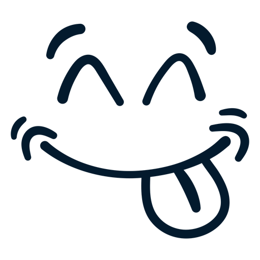 Carinha sorridente azul com língua de fora Desenho PNG