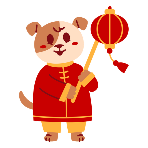 Cão do ano novo chinês com lanterna Desenho PNG