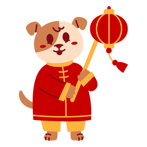 Chinese new year dog with lantern PNG Design