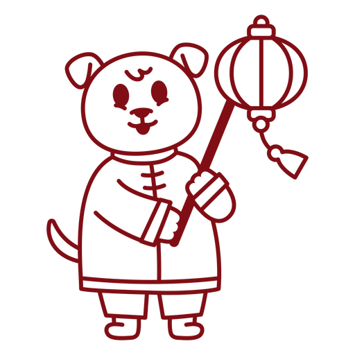 Lindo personaje de perro sosteniendo un diseño de linterna. Diseño PNG