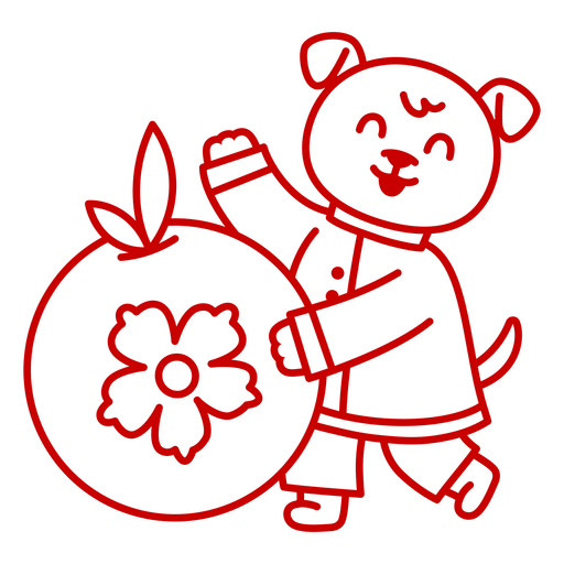 Personaje de perro juguetón con diseño de fruta. Diseño PNG