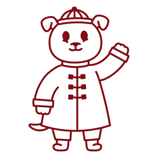 Cachorro de desenho animado charmoso com casaco e chapéu Desenho PNG