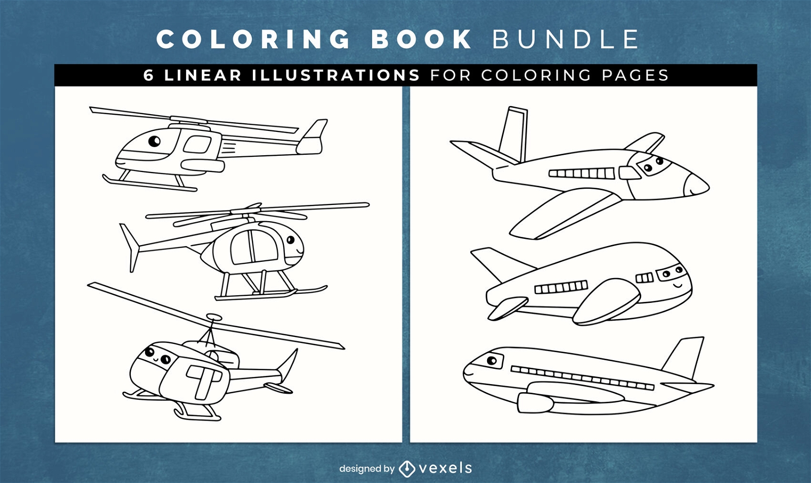 Helicopter coloring book pages design