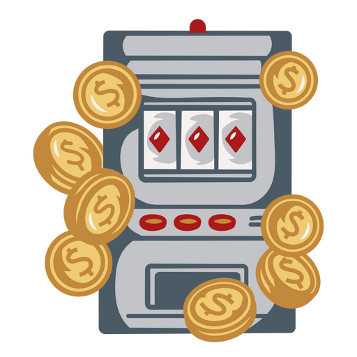 Slot machine with coins falling out of it PNG Design