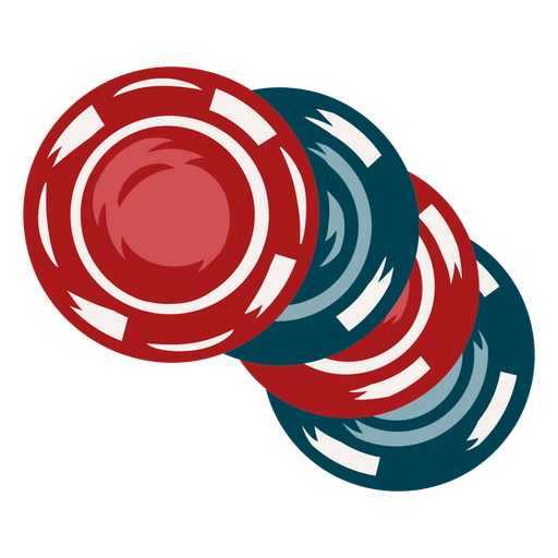 Quatro fichas de pôquer vermelhas e azuis Desenho PNG