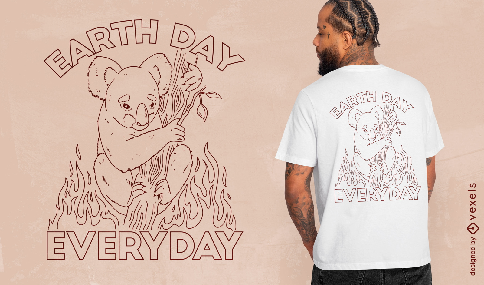 Design de camiseta de animal coala assustado