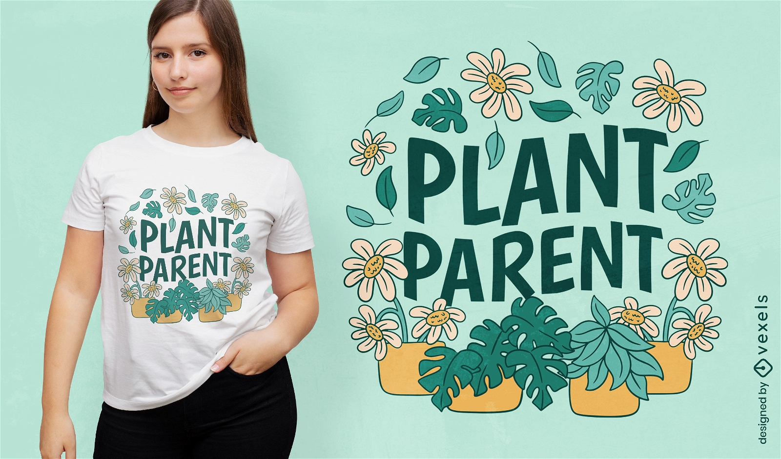 Design de camiseta de traço de cor de citação de pai de planta