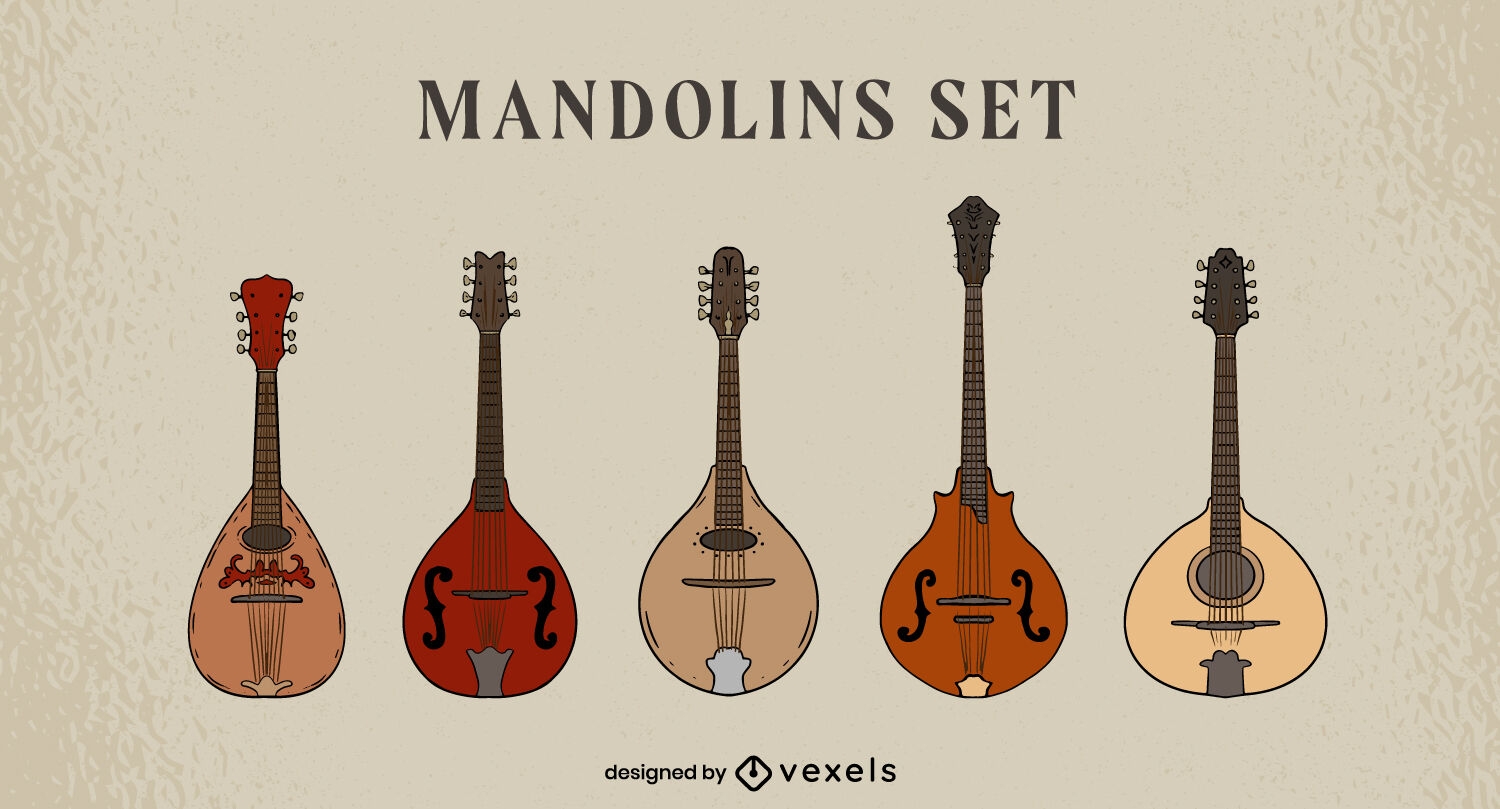 Mandolins in a row music instrument set