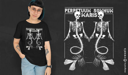 Design de camiseta de sereias de esqueleto gêmeo