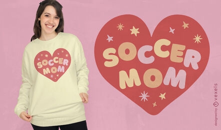 Design de camiseta fofa de mãe de futebol de coração