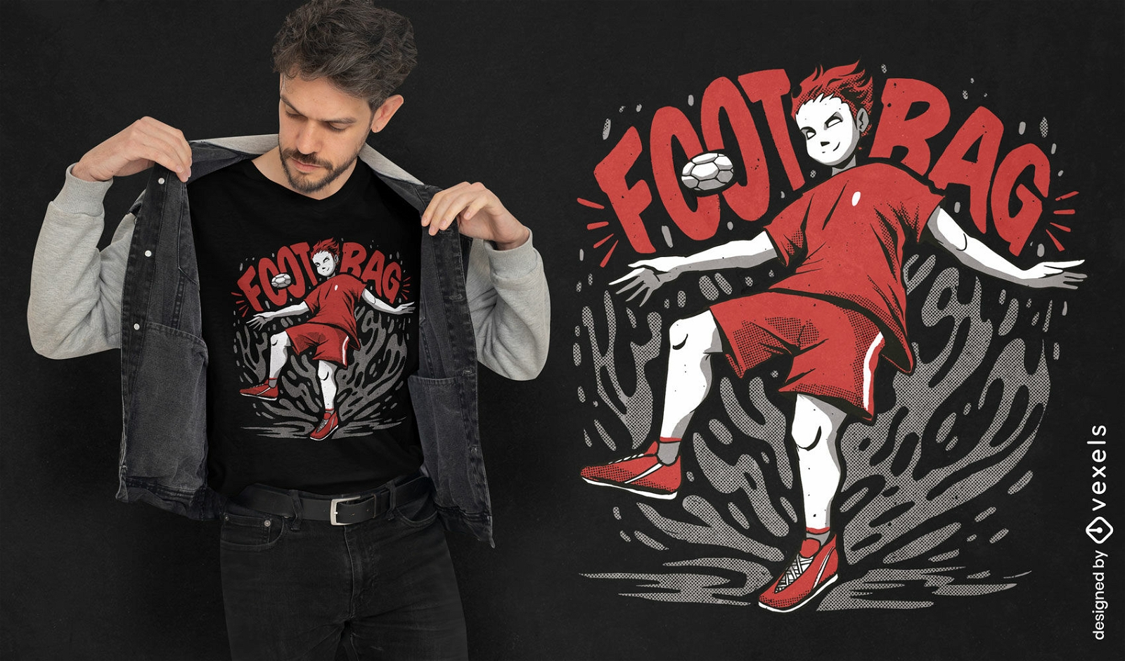 Footbag-Spieler-Sport-T-Shirt-Design