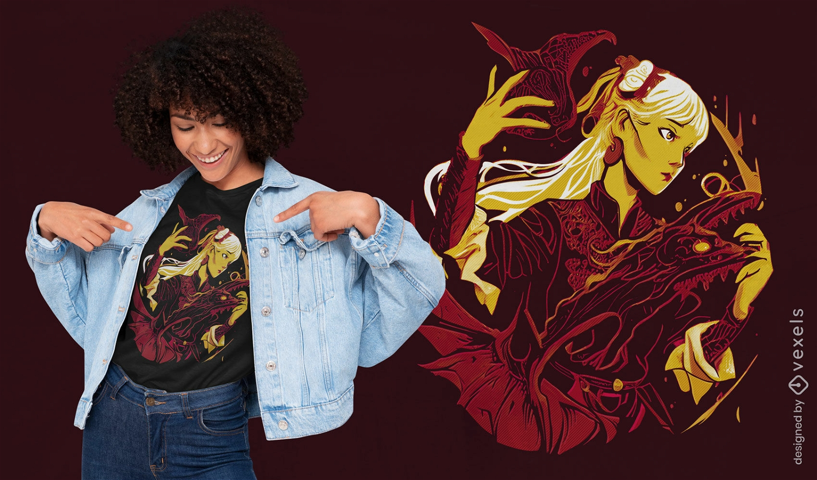 Bruxa conjurando um design de camiseta de dragão
