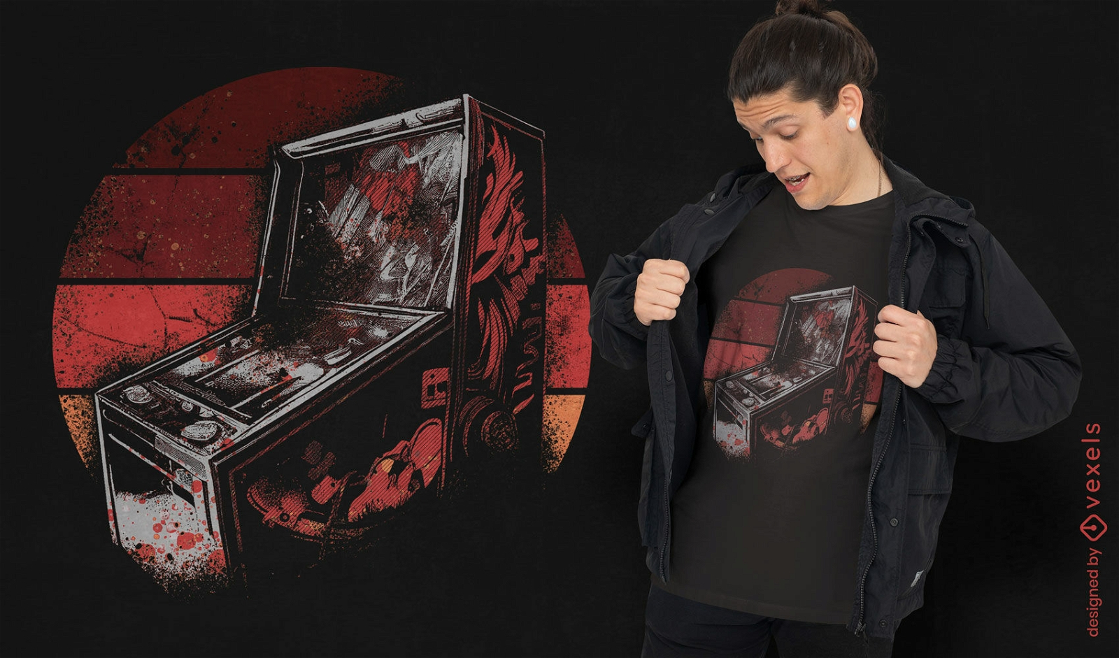 Retro pinball machine t-shirt design