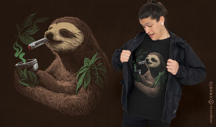Faultier raucht Unkraut T-Shirt Design